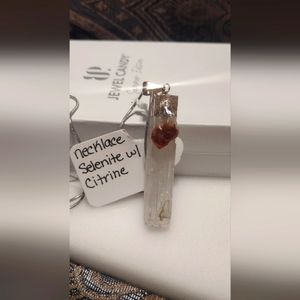 Selenite with citrine pendant